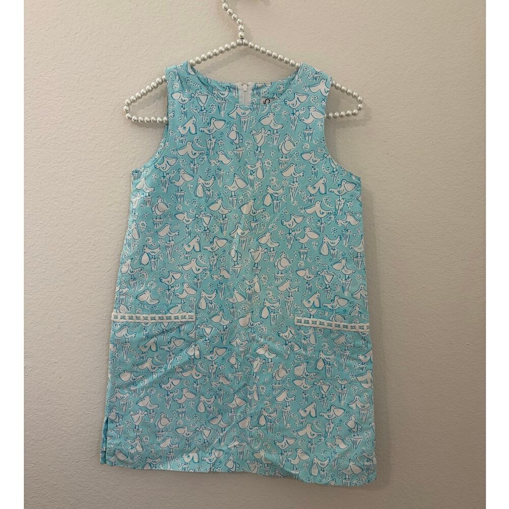 Vintage Lilly Pulitzer Girls Size 10 Dress Cotton Light Blue Pelican Coastal